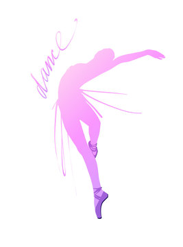 Silhouette of a dancing girl. Ballet Dancer girl isolated. Vector illustration hand drawn,.