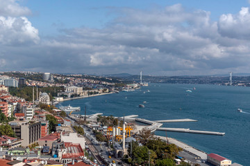 Naklejka na ściany i meble Bosphorus, Findikli and Beşiktas View from Cihangir