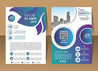 Front and back cover of a modern business brochure layout or flyer template, poster, magazine, annual report, book, booklet with red circle and gray design. Size A4