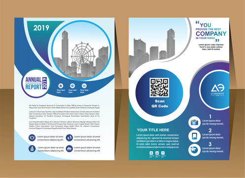 Front and back cover of a modern business brochure layout or flyer template, poster, magazine, annual report, book, booklet with red circle and gray design. Size A4
