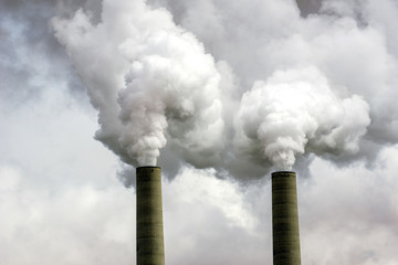 Coal Power Plant Smokestacks - Pollution and Climate Change