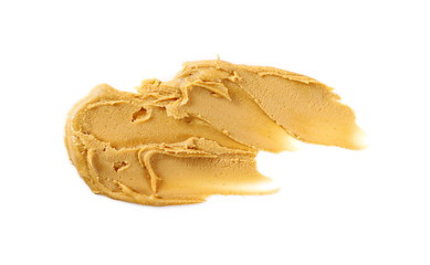 Peanut butter isolated on white background, top view