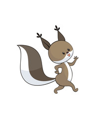 Cheerful  squirrel in cartoon style. Childhood vector illustration isolated on a white background.