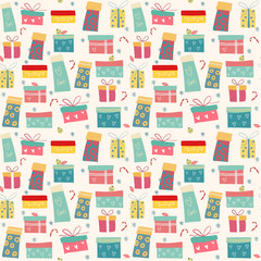 doodle colorful gift boxes pattern seamless