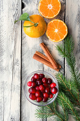 Scented food ingredients. Christmas background.
Cranberry and spices.