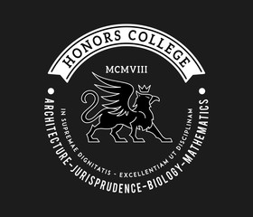 Honors college badge white on black