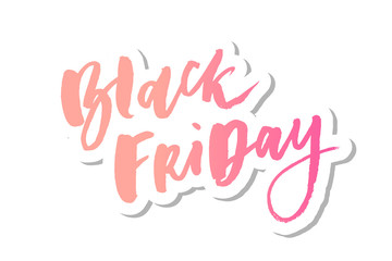 Black Friday Sale handmade lettering, calligraphy with film grain, noise, dotwork, grunge texture and light background for logo, banners, labels, badges, prints, posters, web. Vector illustration.