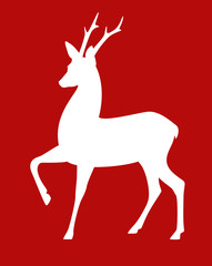 beautiful side view standing deer silhouette - christmas theme vector decorative design