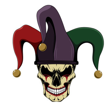 Vector image of a jester skull.