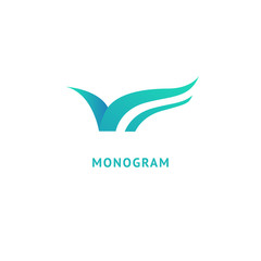 Fototapeta premium Monogram design elements, graceful template. Calligraphic elegant logo design. V logo line art monogram. Letter V on a white background. Letter V vector logo. Business sign, identity, label, badge.