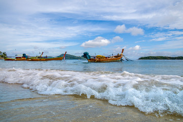 Colorful Fishing boat on the sea beach at Phuket Thailand