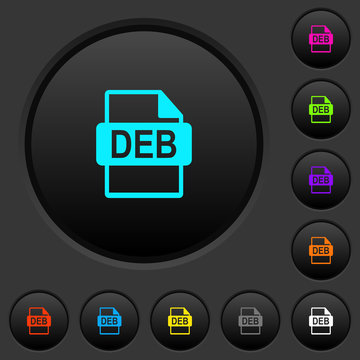 DEB file format dark push buttons with color icons