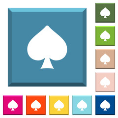 Spades card symbol white icons on edged square buttons