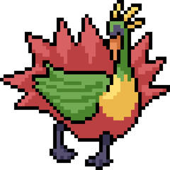 vector pixel art peacock monster