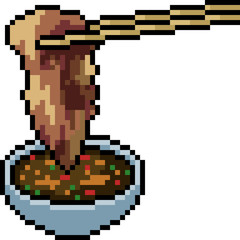 vector pixel art meat shabu