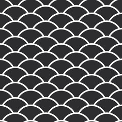 seamless pattern abstract scales simple background with japanese circle pattern white on a black. Can be used for fabrics, wallpapers, websites. Vector