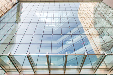 Glass curtain wall in the business center