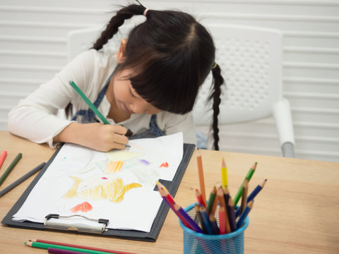 Children are drawing pictures at home,family concept