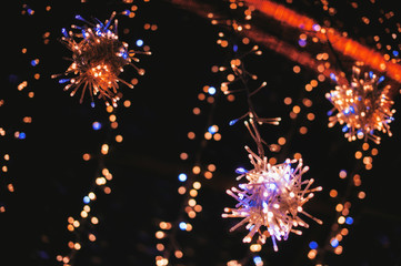 Fototapeta premium background with Christmas decoration and beautiful bokeh