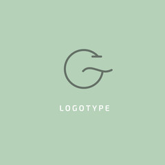 Fototapeta premium Monogram design elements, graceful template. Calligraphic elegant logo design. G logo line art monogram. Letter G on a dark background. Letter G vector logo. Business sign, identity, label, badge.
