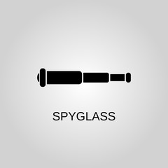 Spyglass icon. Spyglass symbol. Flat design. Stock - Vector illustration.
