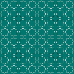 Moroccan seamless pattern, Morocco. Patchwork mosaic with traditional folk geometric ornament white blue. Tribal oriental style. Vector