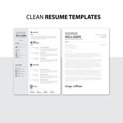 Fototapeta na wymiar Clean Resume Templates