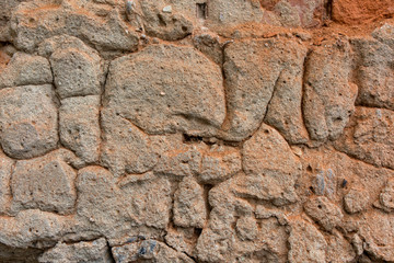 Grunge weathered texture. Close up old wall peeling plaster.