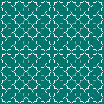 Moroccan seamless pattern, Morocco. Patchwork mosaic with traditional folk geometric ornament white blue. Tribal oriental style. Vector