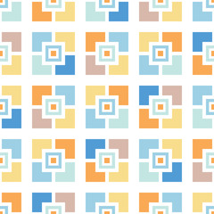 Retro Mosaics Tiles Vector Seamless Pattern. Whimsical Summer Pool Geo. Abstract Mid-Century Background