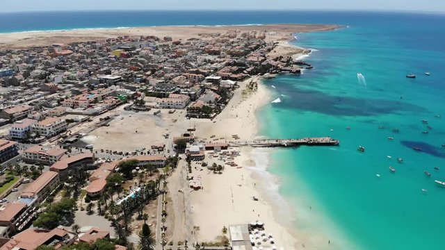Cape Verde aerial footage view view of Santa Maria beach in Sal Cape Verde - Cabo Verde
