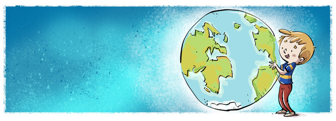 niño con planeta tierra © cirodelia