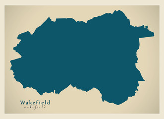 Modern City Map - Wakefield city of England UK