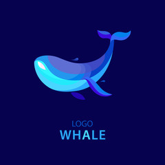 Whale logo. Abstract emblems and logo design templates in bright gradient colors