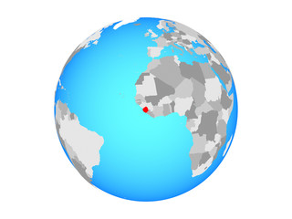 Sierra Leone on blue political globe. 3D illustration isolated on white background.