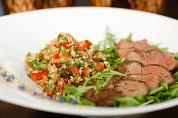 Delicious beef meat with vegetables