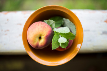 Summer fruits -peaches and mint