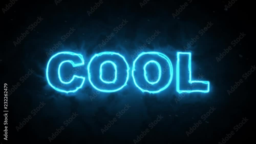 Poster cold word text outline glowing on dark background animation