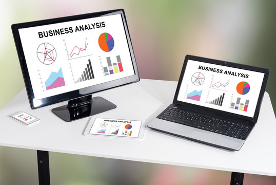 Business analysis concept on different devices