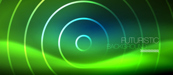 Neon glowing circles background