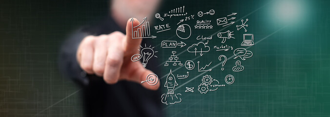 Man touching a business strategy concept