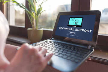Technical support concept on a laptop screen