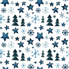  pattern fir trees with stars and snowflakes