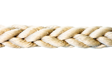 very thick nylon rope isolated on white
