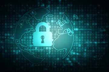 2d illustration Safety concept: Closed Padlock on digital background