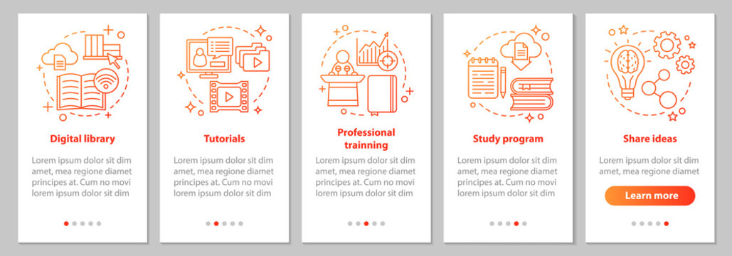 Interactive Training Onboarding Mobile App Page Screen With Line