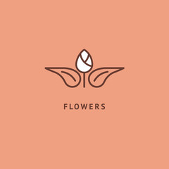 Vector luxury flower logo design. Ornate floral wedding sign. Modern simple premium design vector element. Emblem luxury beauty spa saloon, cosmetics, jewelry, flower shop, restaurant, garden.
