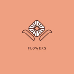 Vector luxury flower logo design. Ornate floral wedding sign. Modern simple premium design vector element. Emblem luxury beauty spa saloon, cosmetics, jewelry, flower shop, restaurant, garden.