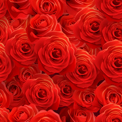 Vector romantic floral background red rosrs seamless pattern Valentine's day texture for wrapping paper