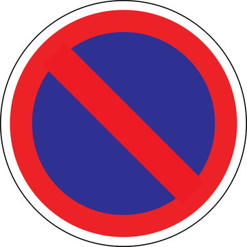 Road sign in France: forbidden parking and stop